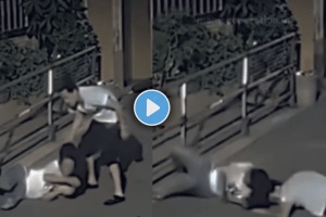 Husband beaten wife after bike accident shocking video viral on social media