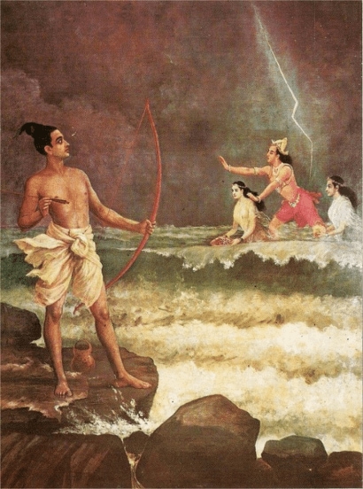 Varuna himself arose from the depth of the ocean and begged Rama for forgiveness.