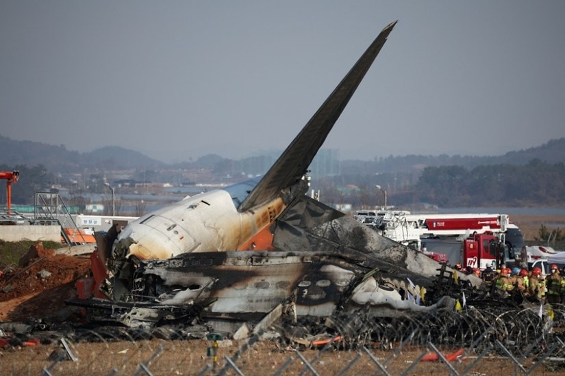 The aircraft burst into flames