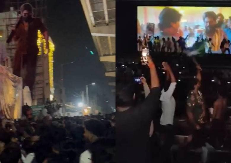 craze outside Theater for Allu Arjun