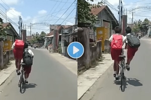 Kids riding bicycle with different method viral video on social media