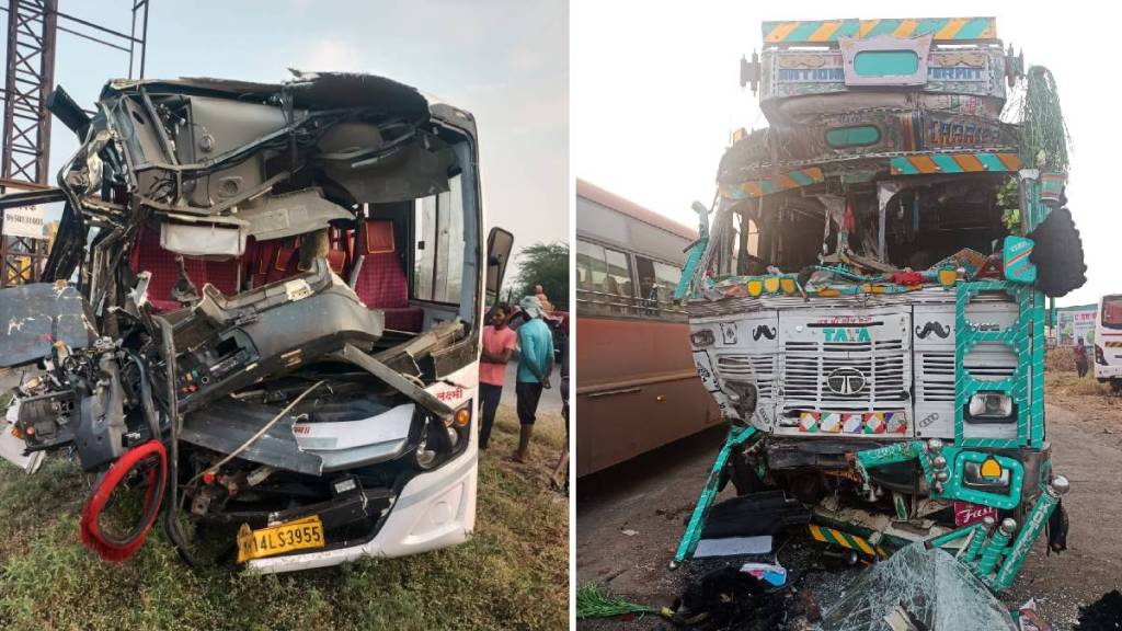 Luxury bus and truck accident near Pandharpur accident news