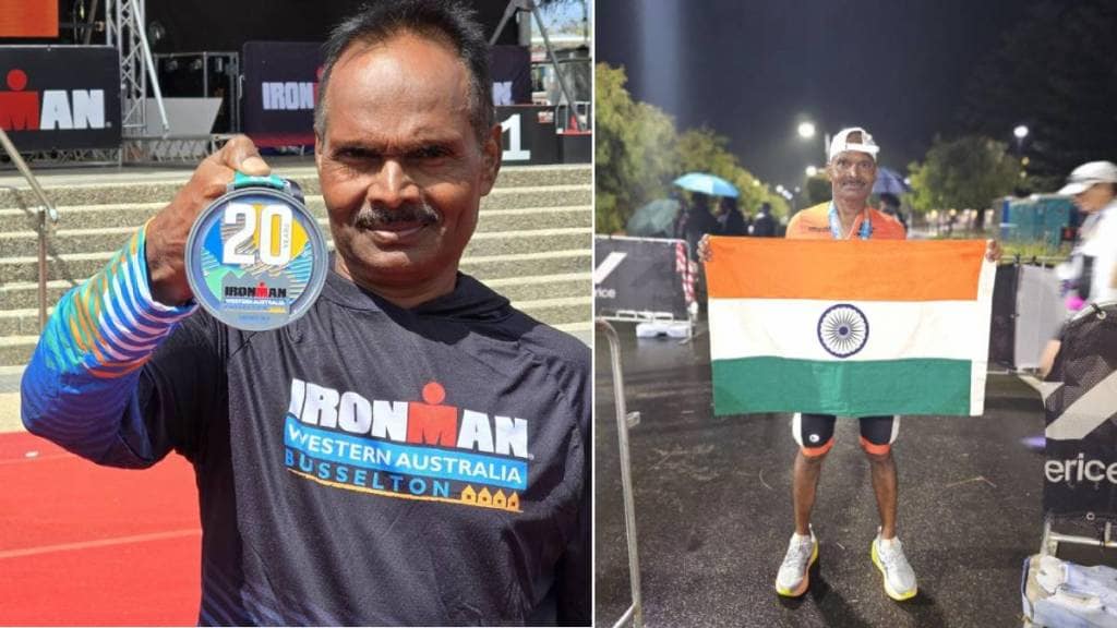 56 year old police officer vishnu tamhane won iron man competition in australia