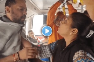 Pune woman slaps a drunk man in bus for touching her badly molesting bus video viral on social media