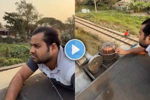 train shocking video indian vlogger man lying on the roof of a moving train