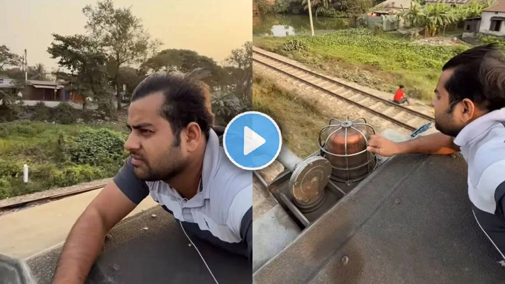 train shocking video indian vlogger man lying on the roof of a moving train