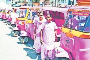 Pink e rickshaws provided to women on subsidy through the Women and Child Development Department