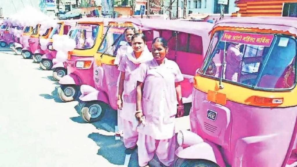 Pink e rickshaws provided to women on subsidy through the Women and Child Development Department