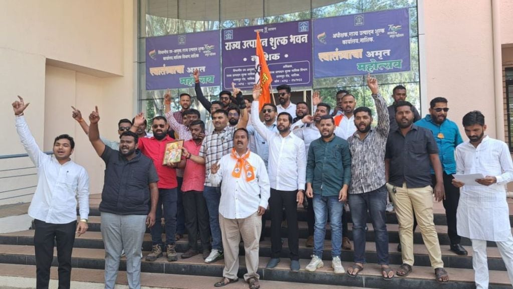 yuva sena protests after attempt to remove place of worship for liquor shop