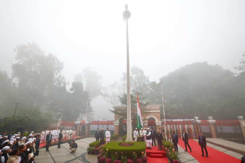 She was joined by Congress President Mallikarjun Kharge and Leader of Opposition in the Lok Sabha, Rahul Gandhi, for the ceremony.