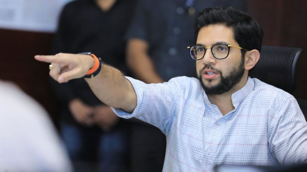 Aditya Thackeray speaking about his criticism of the Adani Group's influence in Mumbai.