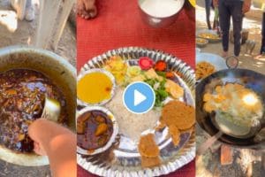 Young Vidarbha boys Cooks Vangi Rassa Bhaji & Bittya on Chulha