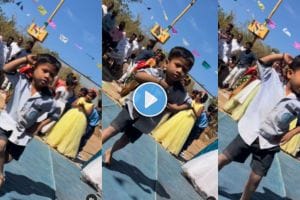 Video of a little child presents amazing lavani dance in a school program