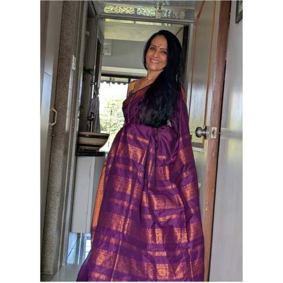 Aishwarya Narkar Purple Saree Look