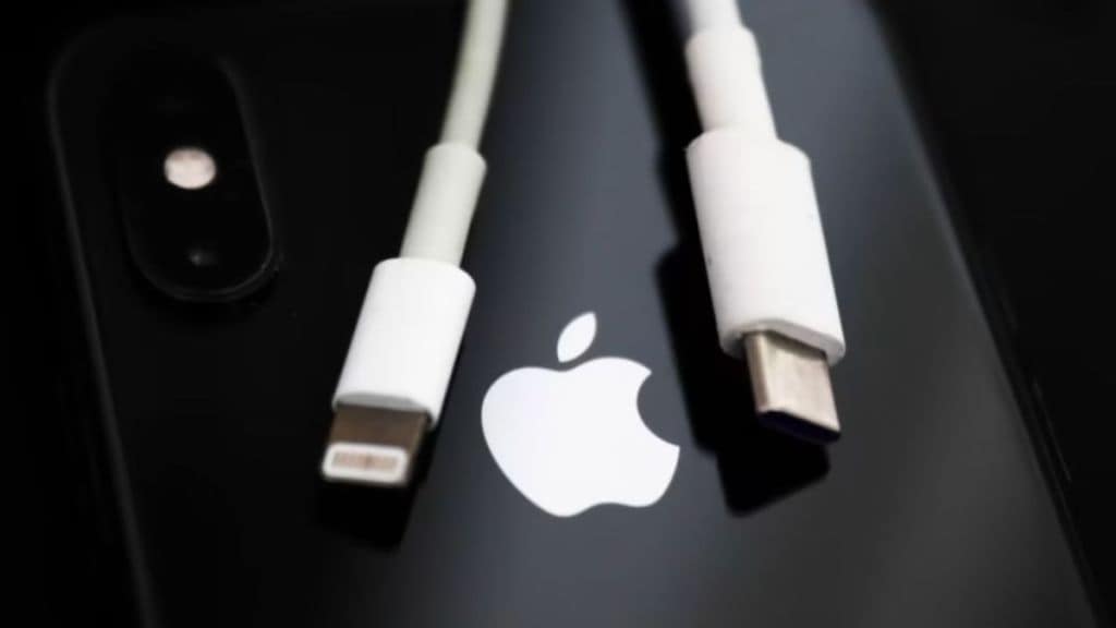 Image of an iPhone with a USB-C port or a related graphic