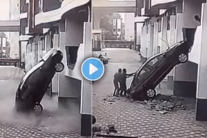 How to park a car fell down from first floor car parking fail video viral on social media car parking tips