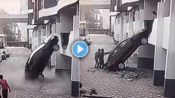 How to park a car fell down from first floor car parking fail video viral on social media car parking tips