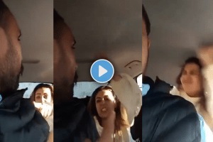 Shocking video of Drunk woman Hits Cab Driver video viral on social media