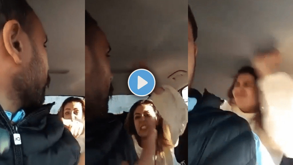 Shocking video of Drunk woman Hits Cab Driver video viral on social media