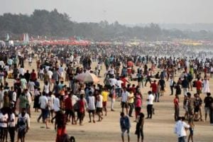 Image of Goa's crowded beaches or hotels