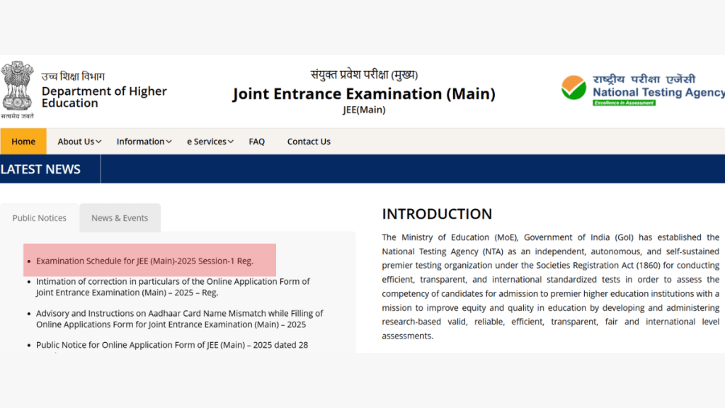 JEE Main 2025 Schedule Released For Joint Entrance Exam Session 1