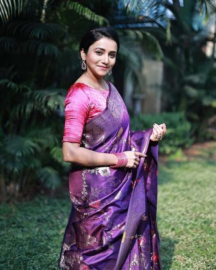 Jui Gadkari Purple Saree Look