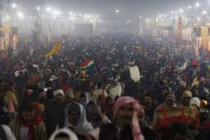 Flocks of devotees gathered at the Maha Kumbh mela in Prayagraj, Uttar Pradesh on January 29