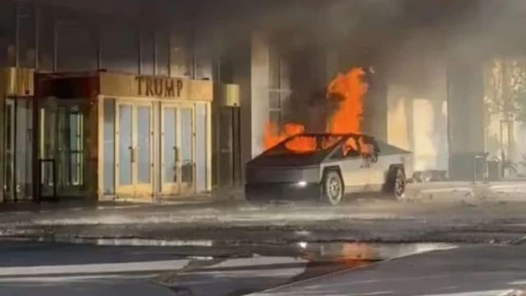 Tesla Cybertruck explodes outside Trump hotel