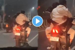 Shocking video Couple Caught On Camera Romancing While Sitting On Speeding Bike On Moradabad-Delhi Highway