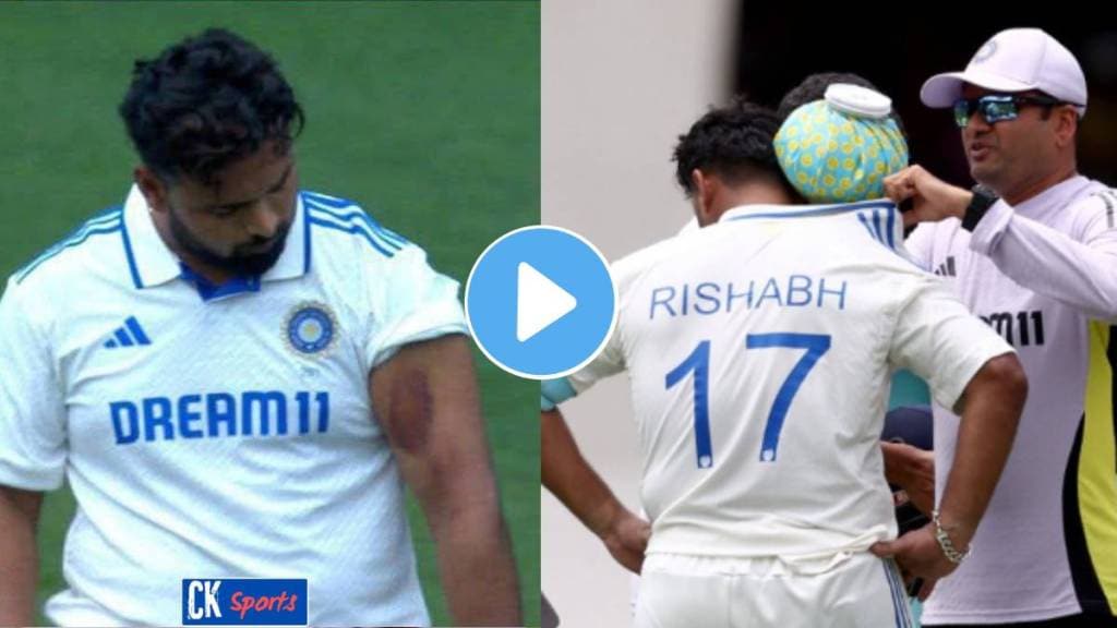 IND vs AUS 5th Test Mitchell Starc ball hits Rishabh Pant helmet and biceps Injury video viral in Sydney