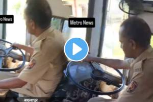 Viral videos shocking video of st drivers drove the bus while drunk in badalapur