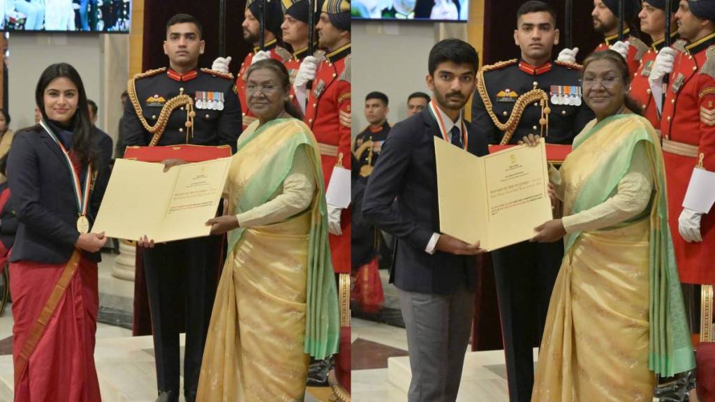 Manu Bhaker and D Gukesh received Khel Ratna Award