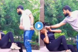 Beating of girlfriend by boyfriend on road