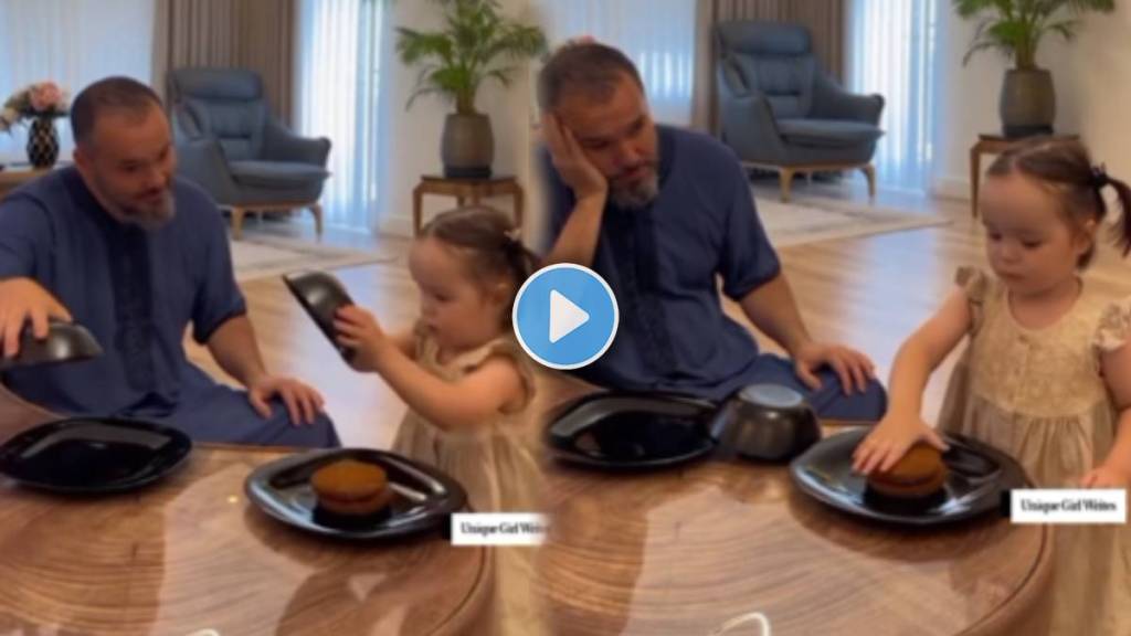 Baby Girl Sharing food with Dad