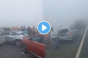 Accident shocking Viral Video Multiple vehicle pile-up on UP highway due to thick fog, over 6 injured