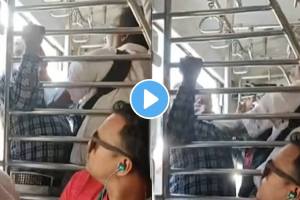 Shocking video two man fight in running local dore in Virar local video viral on social media