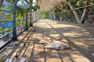 Pedestrian bridge unused due to inconvenience Municipal Corporation neglects maintenance