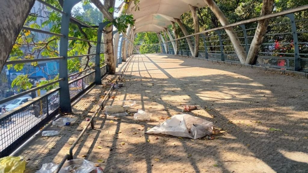 Pedestrian bridge unused due to inconvenience Municipal Corporation neglects maintenance