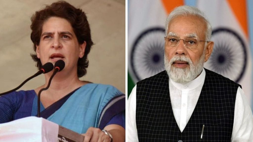 Image Of Priyanka Gandhi And PM Modi