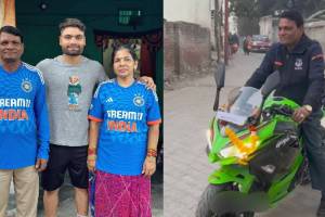 Rinku Singh Gifts Sports Bike to Father Ninja Kawasaki Goes Work with new Bike Video viral