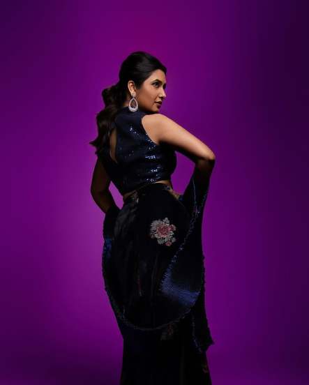 Prajakta mali in blue dress, Prajakta mali new photoshoot, Prajakta mali 2025 look