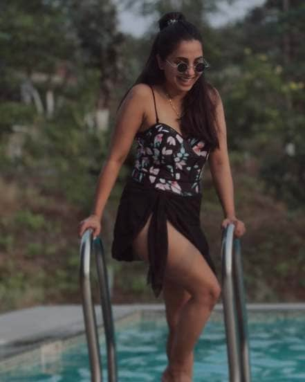 Sayali Sanjeev Black Floral Print Swimsuit