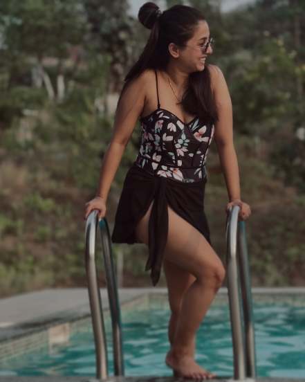 Sayali Sanjeev Black Floral Print Swimsuit