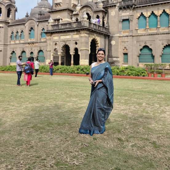 Shivani Naik Blue Cotton Saree Look