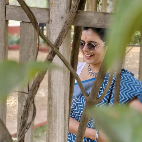 Shivani Naik Blue Cotton Saree Look