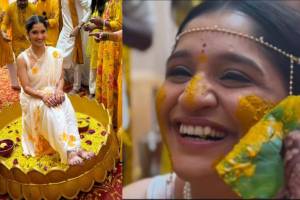 Marathi actress Shivani Sonar Haldi Ceremony Photos Viral