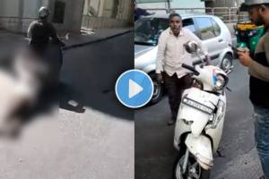 Shocking Viral Video Scooter rider drag a man for 1 km