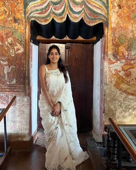 Bollywood Star Janhvi Kapoor shares pictures from Kerala trip on social media in white saree