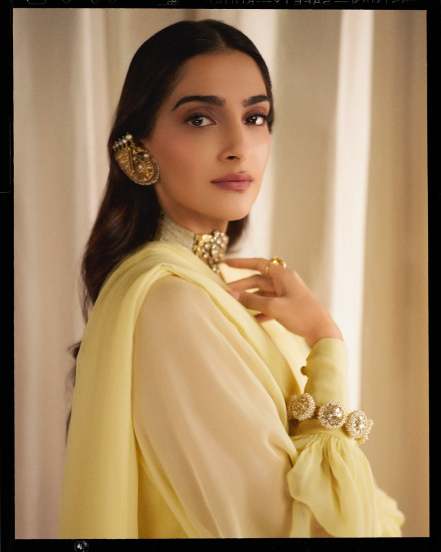 Sonam Kapoor shares pictures in yellow dress with unique jewellery on social media