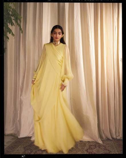 Sonam Kapoor shares pictures in yellow dress with unique jewellery on social media